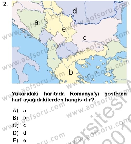 Balkanlarda Siyaset Dersi 2018 - 2019 Yılı Yaz Okulu Sınav Soruları 2. Soru