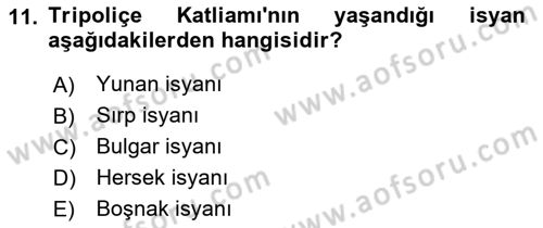 Balkanlarda Siyaset Dersi 2021 - 2022 Yılı (Vize) Ara Sınavı 11. Soru