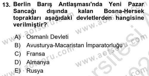 Balkanlarda Siyaset Dersi 2021 - 2022 Yılı (Vize) Ara Sınav Soruları 13. Soru