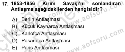 Balkanlarda Siyaset Dersi Ara Sınavı Deneme Sınav Soruları 17. Soru