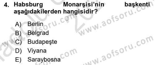 Balkanlarda Siyaset Dersi Ara Sınavı Deneme Sınav Soruları 4. Soru