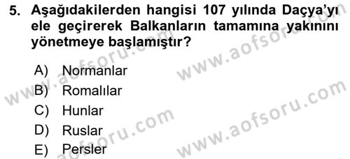 Balkanlarda Siyaset Dersi Ara Sınavı Deneme Sınav Soruları 5. Soru