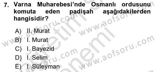 Balkanlarda Siyaset Dersi Ara Sınavı Deneme Sınav Soruları 7. Soru