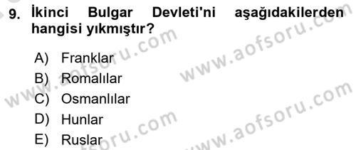 Balkanlarda Siyaset Dersi 2021 - 2022 Yılı (Vize) Ara Sınav Soruları 9. Soru