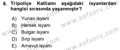 Balkanlarda Siyaset Dersi 2021 - 2022 Yılı Yaz Okulu Sınav Soruları 8. Soru