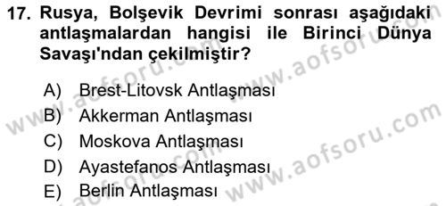 Balkanlarda Siyaset Dersi 2022 - 2023 Yılı (Vize) Ara Sınavı 17. Soru