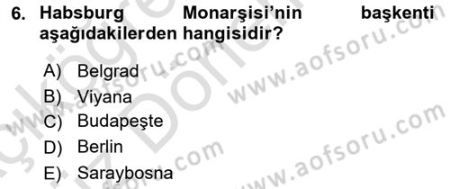 Balkanlarda Siyaset Dersi Ara Sınavı Deneme Sınav Soruları 6. Soru