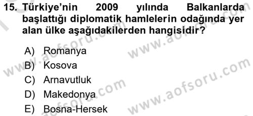 Balkanlarda Siyaset Dersi 2022 - 2023 Yılı (Final) Dönem Sonu Sınavı 15. Soru