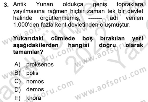 Balkanlarda Siyaset Dersi 2022 - 2023 Yılı Yaz Okulu Sınav Soruları 3. Soru
