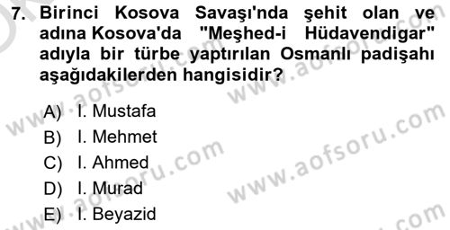 Balkanlarda Siyaset Dersi 2022 - 2023 Yılı Yaz Okulu Sınav Soruları 7. Soru