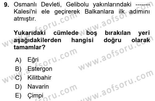Balkanlarda Siyaset Dersi 2022 - 2023 Yılı Yaz Okulu Sınav Soruları 9. Soru