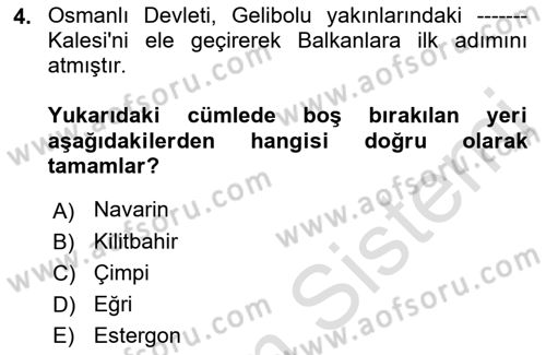 Balkanlarda Siyaset Dersi 2023 - 2024 Yılı (Vize) Ara Sınav Soruları 4. Soru