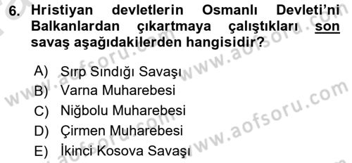 Balkanlarda Siyaset Dersi 2023 - 2024 Yılı (Vize) Ara Sınav Soruları 6. Soru
