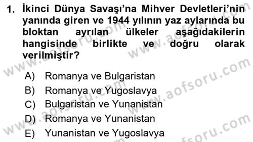 Balkanlarda Siyaset Dersi 2023 - 2024 Yılı (Final) Dönem Sonu Sınav Soruları 1. Soru