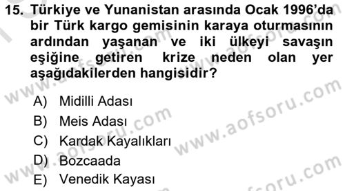 Balkanlarda Siyaset Dersi 2023 - 2024 Yılı (Final) Dönem Sonu Sınav Soruları 15. Soru