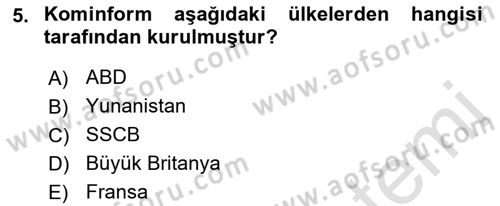 Balkanlarda Siyaset Dersi 2023 - 2024 Yılı (Final) Dönem Sonu Sınav Soruları 5. Soru