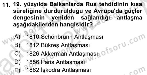 Balkanlarda Siyaset Dersi Ara Sınavı Deneme Sınav Soruları 11. Soru