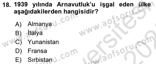 Balkanlarda Siyaset Dersi Ara Sınavı Deneme Sınav Soruları 18. Soru