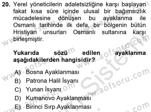 Balkanlarda Siyaset Dersi 2024 - 2025 Yılı (Vize) Ara Sınav Soruları 20. Soru