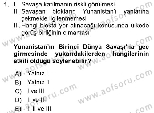 Balkanlarda Siyaset Dersi 2024 - 2025 Yılı Yaz Okulu Sınav Soruları 1. Soru