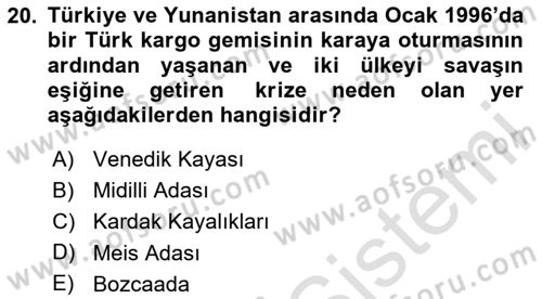 Balkanlarda Siyaset Dersi 2024 - 2025 Yılı Yaz Okulu Sınav Soruları 20. Soru