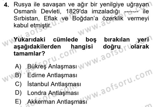 Balkanlarda Siyaset Dersi 2024 - 2025 Yılı Yaz Okulu Sınav Soruları 4. Soru