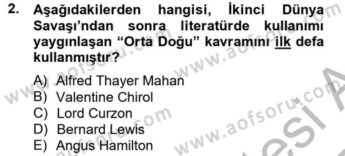 Orta Doğuda Siyaset Dersi 2012 - 2013 Yılı (Vize) Ara Sınav Soruları 2. Soru