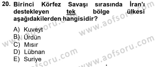 Orta Doğuda Siyaset Dersi 2012 - 2013 Yılı (Vize) Ara Sınav Soruları 20. Soru