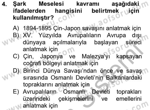 Orta Doğuda Siyaset Dersi 2012 - 2013 Yılı (Vize) Ara Sınav Soruları 4. Soru