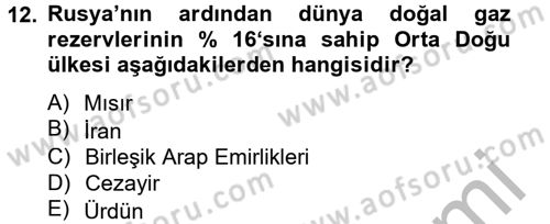 Orta Doğuda Siyaset Dersi 2012 - 2013 Yılı (Final) Dönem Sonu Sınav Soruları 12. Soru