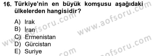 Orta Doğuda Siyaset Dersi 2012 - 2013 Yılı (Final) Dönem Sonu Sınav Soruları 16. Soru