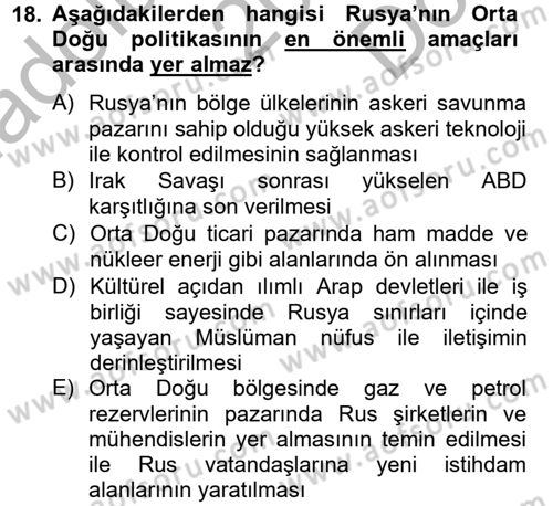 Orta Doğuda Siyaset Dersi 2012 - 2013 Yılı (Final) Dönem Sonu Sınav Soruları 18. Soru