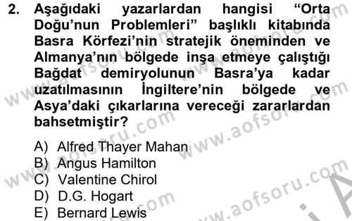 Orta Doğuda Siyaset Dersi 2012 - 2013 Yılı (Final) Dönem Sonu Sınav Soruları 2. Soru