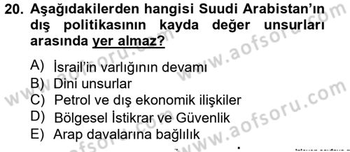 Orta Doğuda Siyaset Dersi 2012 - 2013 Yılı (Final) Dönem Sonu Sınav Soruları 20. Soru