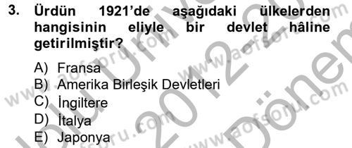 Orta Doğuda Siyaset Dersi 2012 - 2013 Yılı (Final) Dönem Sonu Sınav Soruları 3. Soru