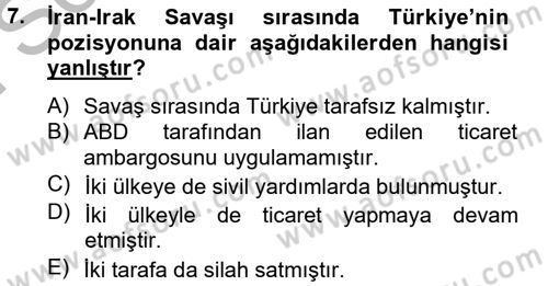 Orta Doğuda Siyaset Dersi 2012 - 2013 Yılı (Final) Dönem Sonu Sınav Soruları 7. Soru