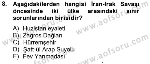 Orta Doğuda Siyaset Dersi 2012 - 2013 Yılı (Final) Dönem Sonu Sınav Soruları 8. Soru