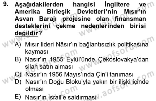 Orta Doğuda Siyaset Dersi 2012 - 2013 Yılı (Final) Dönem Sonu Sınav Soruları 9. Soru