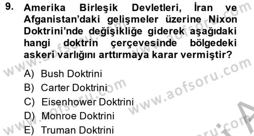 Orta Doğuda Siyaset Dersi 2013 - 2014 Yılı (Vize) Ara Sınav Soruları 9. Soru