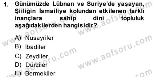 Orta Doğuda Siyaset Dersi 2013 - 2014 Yılı (Final) Dönem Sonu Sınav Soruları 1. Soru