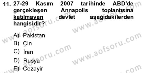 Orta Doğuda Siyaset Dersi 2013 - 2014 Yılı (Final) Dönem Sonu Sınav Soruları 11. Soru