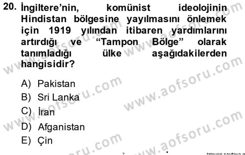 Orta Doğuda Siyaset Dersi 2013 - 2014 Yılı (Final) Dönem Sonu Sınav Soruları 20. Soru