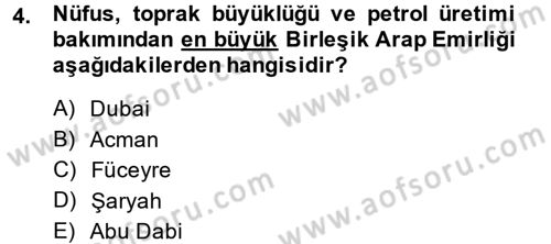 Orta Doğuda Siyaset Dersi 2013 - 2014 Yılı (Final) Dönem Sonu Sınav Soruları 4. Soru