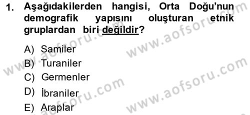 Orta Doğuda Siyaset Dersi 2014 - 2015 Yılı (Vize) Ara Sınav Soruları 1. Soru