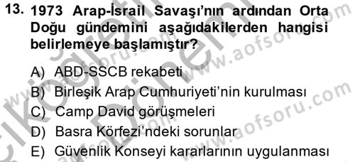 Orta Doğuda Siyaset Dersi 2014 - 2015 Yılı (Vize) Ara Sınav Soruları 13. Soru