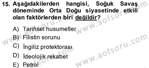 Orta Doğuda Siyaset Dersi 2014 - 2015 Yılı (Vize) Ara Sınav Soruları 15. Soru