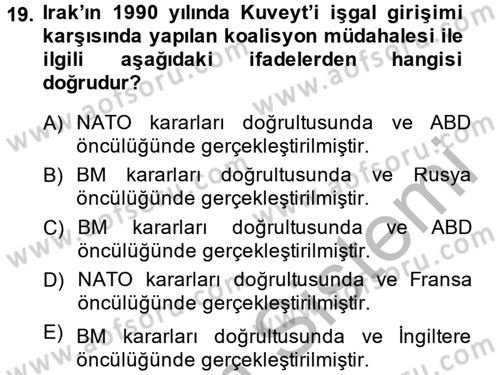 Orta Doğuda Siyaset Dersi 2014 - 2015 Yılı (Vize) Ara Sınav Soruları 19. Soru
