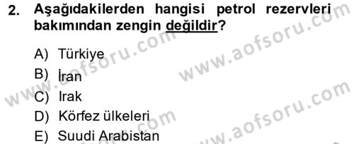 Orta Doğuda Siyaset Dersi 2014 - 2015 Yılı (Vize) Ara Sınav Soruları 2. Soru