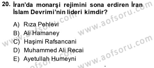 Orta Doğuda Siyaset Dersi 2014 - 2015 Yılı (Vize) Ara Sınav Soruları 20. Soru