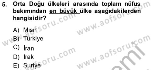 Orta Doğuda Siyaset Dersi 2014 - 2015 Yılı (Vize) Ara Sınav Soruları 5. Soru